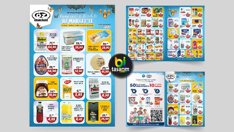 Öz Market - Katlamalı broşür tasarımı