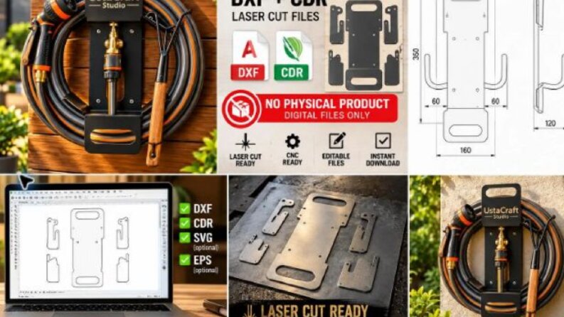 Metal Bahçe Hortumu Askısı – Lazer Kesim Çizimi