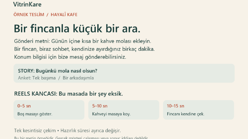 Kafe İçerik Metni ve Reels Senaryosu | Kurmaca Örnek