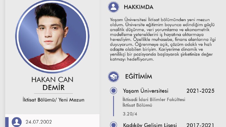 Hazırladığım taslak cv'lerden birer örnek.