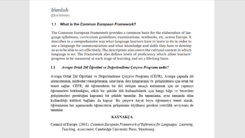 Çeviri - Common European Framework