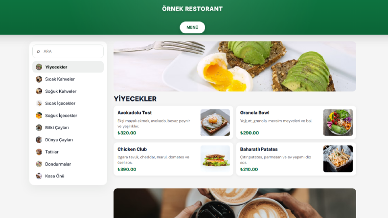 Özelleştirilebilir Restorant Qr Menüsü