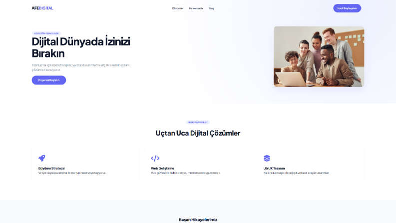 Yazılım Firması & Startup Web Arayüzü