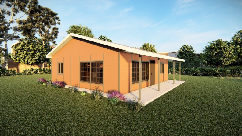 Tek katlı hobi bahçesi evi çizimi.