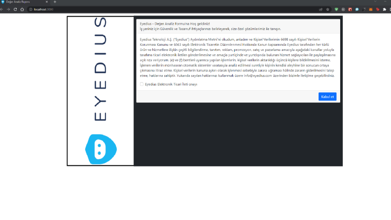 Eyedius.com - Kullanıcı formu