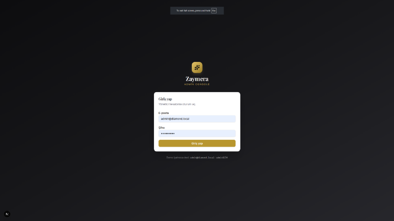 Zaymera Admin Panel