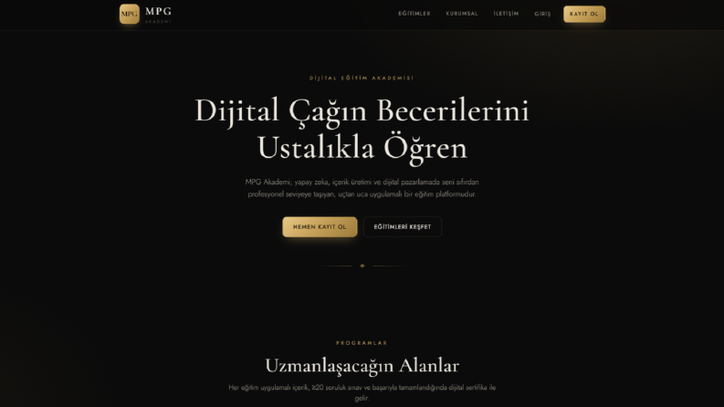 MPG Akademi - Dijital Eğitim Platformu Web Sitesi