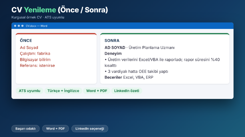 CV Yenileme Örneği (Önce / Sonra)