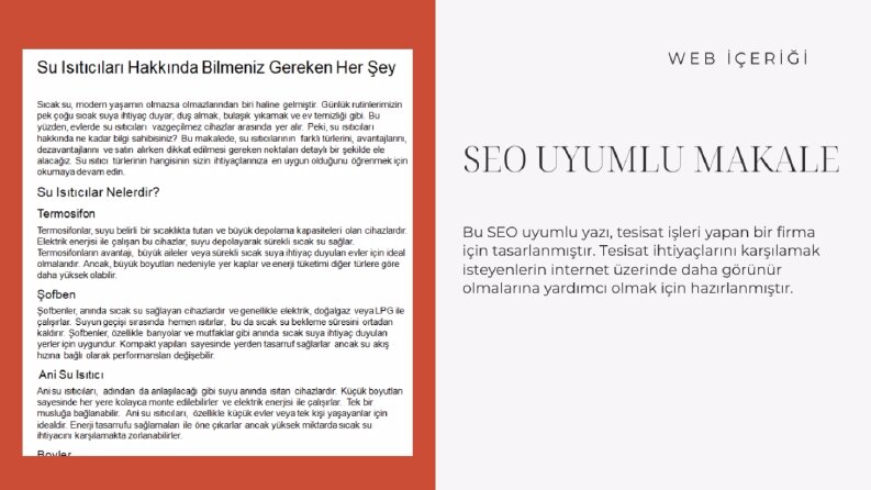 SEO Uyumlu Makale / Tesisat hakkında