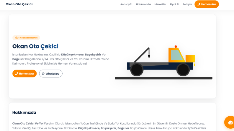 Oto Çekici İçin Web Sitesi
