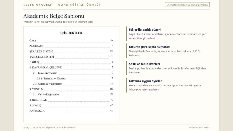 Word ile Hazırlanmış Akademik Belge Şablonu