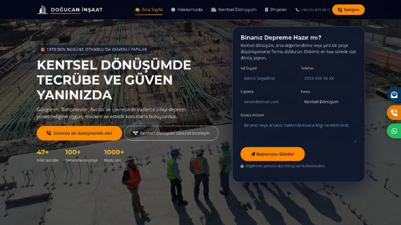 Doğucan İnşaat: Kurumsal Web Sitesi Projesi