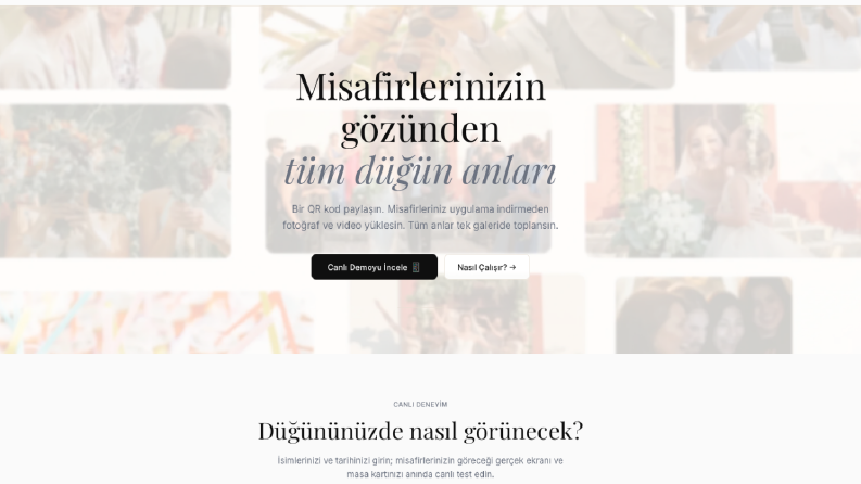 anilive - QR Kodlu Dijital Düğün & Etkinlik Anı Galerisi