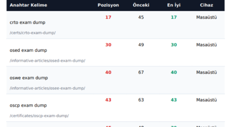 Profil Backlink Çalışması Sonuçları 2