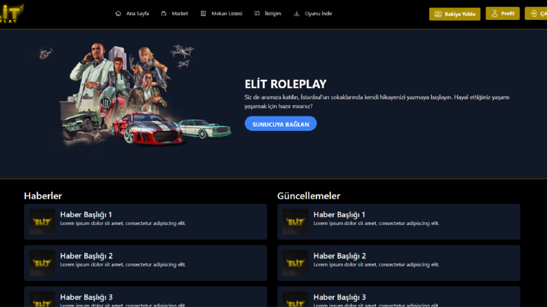 elitroleplay.com Adlı oyun sunucusu için web tasarımı
