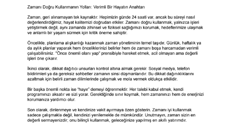 Zamanı Doğru Kullanmanın Yolları 