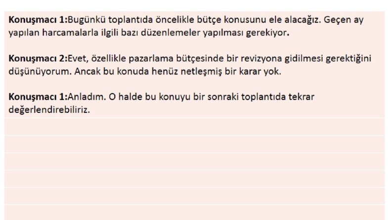 Toplantı Deşifre - Örnektir