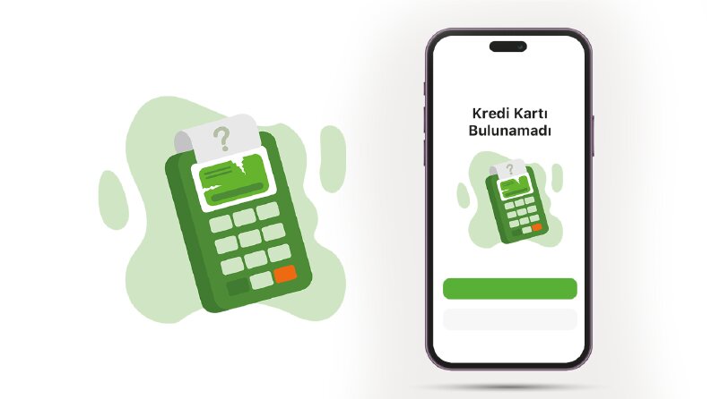 Kredi kartı bulunamadı ekranı için illüstrasyon çalışması