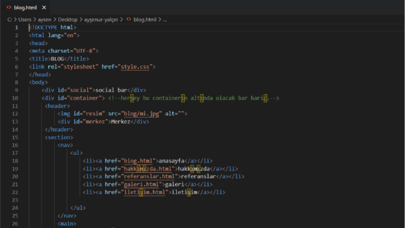 html5 ve css ile basit bir tasarım