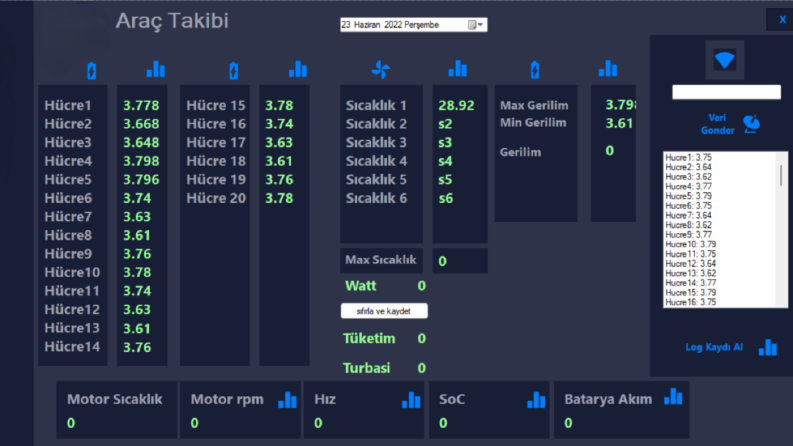 Elektrikli araç kontrol sistemi (masaüstü uygulaması)