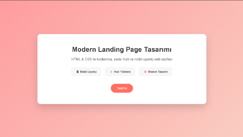 Modern Landing Page Tasarımı (Demo Çalışma)