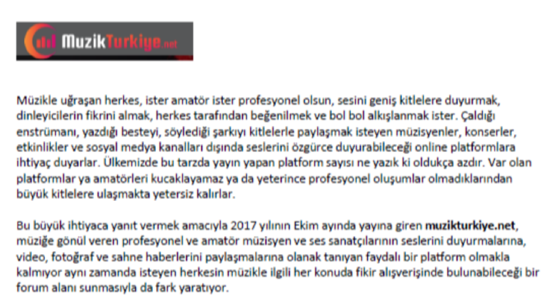 Muzik Turkiye ~ Tanıtım