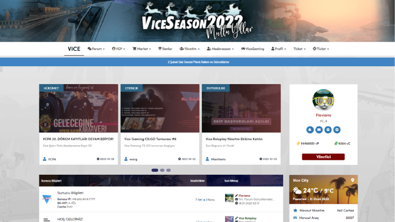 Vice Roleplay - Website/Forum Tasarımı