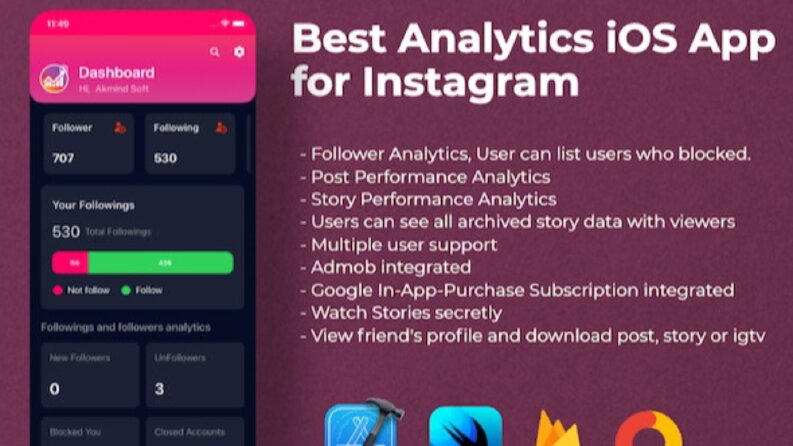 Trackly, Instagram Analiz Uygulaması, iOS, SwiftUI