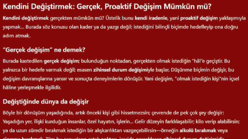 Kendini Değiştirmek: Proaktif ve Gerçek Dönüşüm