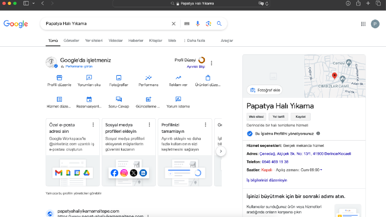 Papatya Halı Yıkama - Google Maps Kaydı
