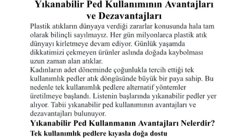 Yıkanabilir Ped Kullanımının Avantajları ve Dezavantajları