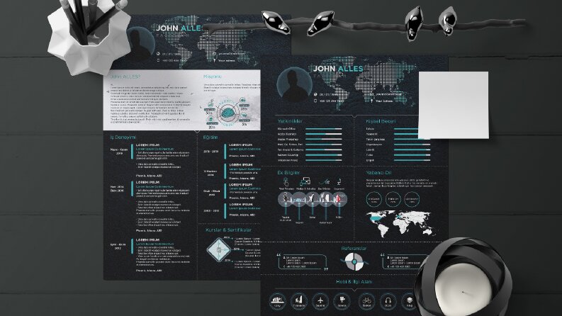 CV / Porfolyo - Black & Blue Theme