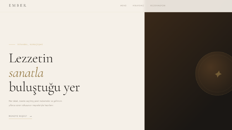 Ember Restaurant — Fine Dining Web Sitesi