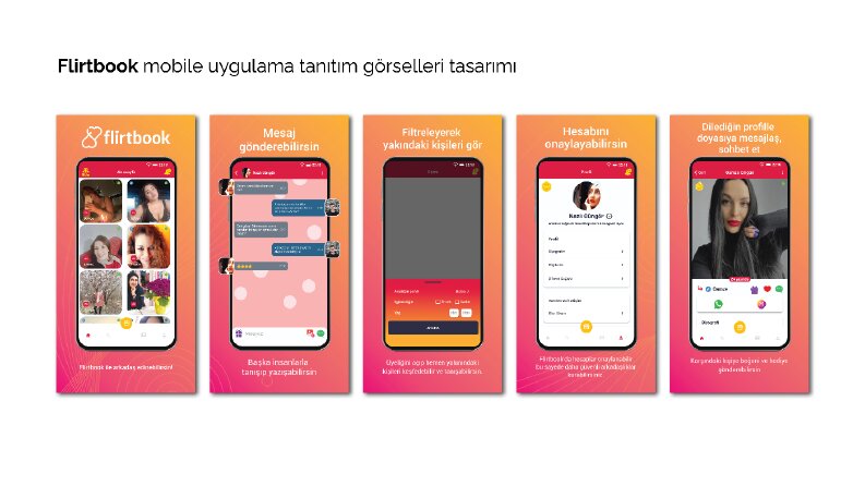 Flirtbook google play app görsel tasarımları