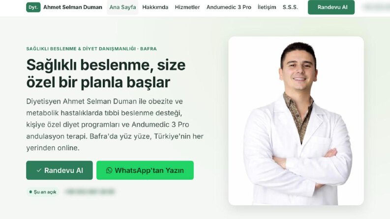Diyetisyen Web Sitesi - Randevu Odaklı Tasarım