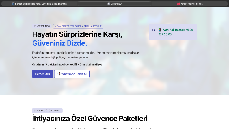 Sigorta ve Danışmanlık Acentesi Açılış Sayfası (Landing Page