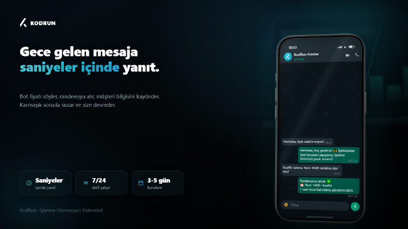 WhatsApp yapay zeka botu — gece gelen mesaja yanıt