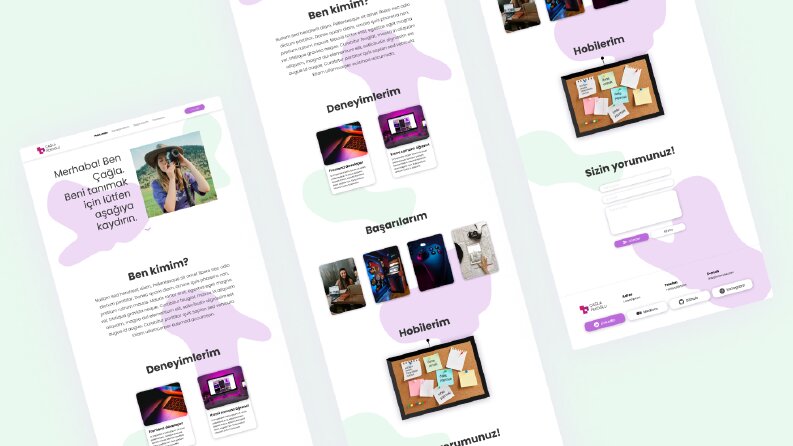 Çağla Pekoğlu için tasarladığım kişisel web sitesi tasarımı