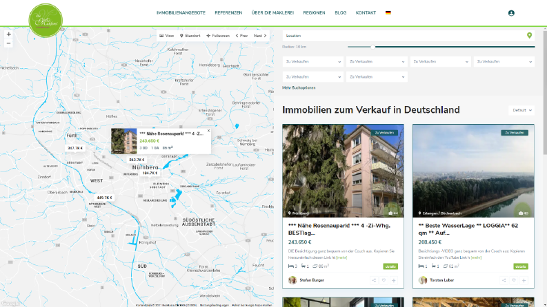 Sıra dışı Emlak sitesi - Maklerei Nürnberg 