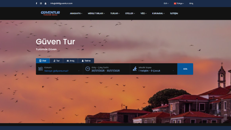 Güven Tur – Seyahat acentası rezervasyon sistemi