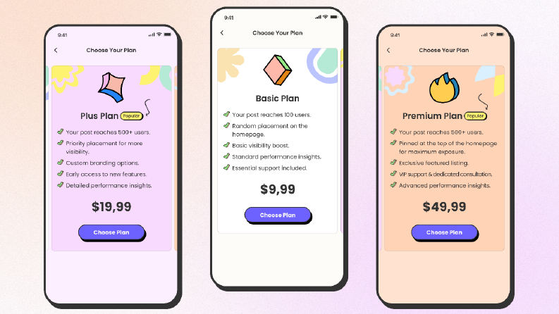 Mobil Fiyatlandırma Planları — UI Tasarımı