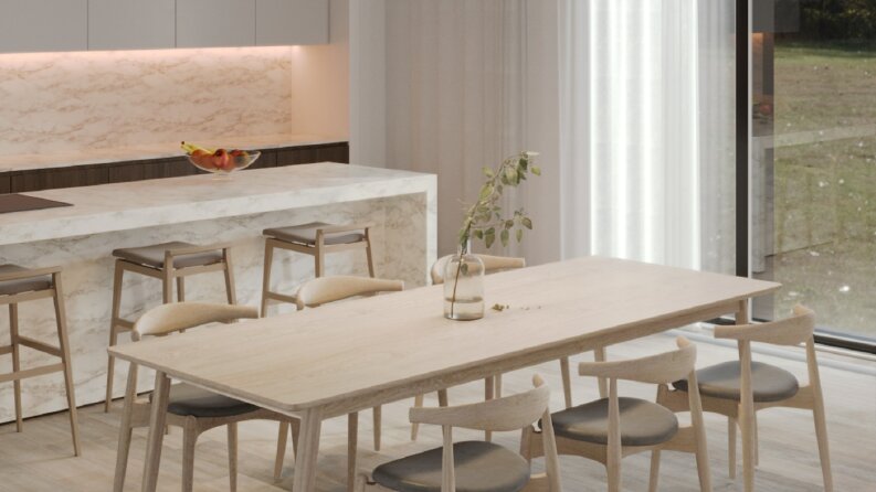 Salon + Mutfak Açık Alan Tasarımı (İç Mekan)