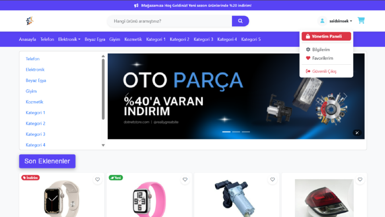 E-Ticaret Sitesi (Alt Yapı)