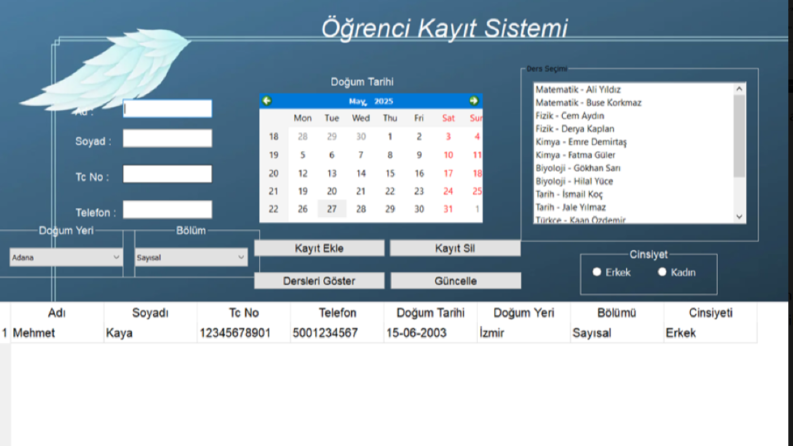Öğrenci Otomasyon Sistemi - Python İle Manuel Panel