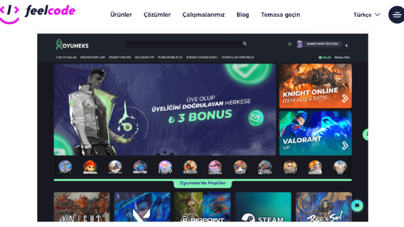 Oyuneks Projesi – Online Oyun Pazaryeri Platformu