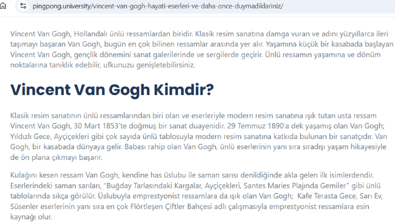 PİNG PONG BLOG SANATSAL METİN İÇERİĞİ 