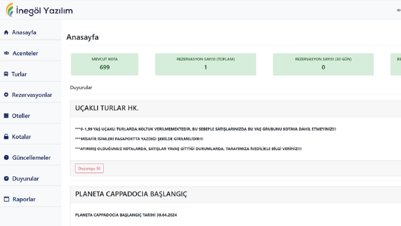 B2b Acente Tur Yönetim Portalı