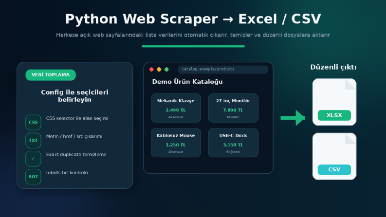 Web Scraping ile Excel/CSV Veri Toplama Aracı