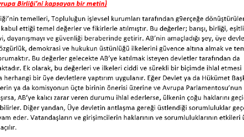 AB METNİ ÇEVİRİSİ