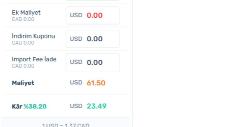 Amazon Dropshipping Kâr Marjı